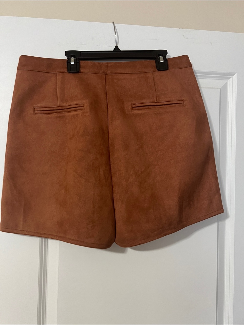 Missguided High-Waist Faux Suede Rust Shorts - Picture 3 of 4